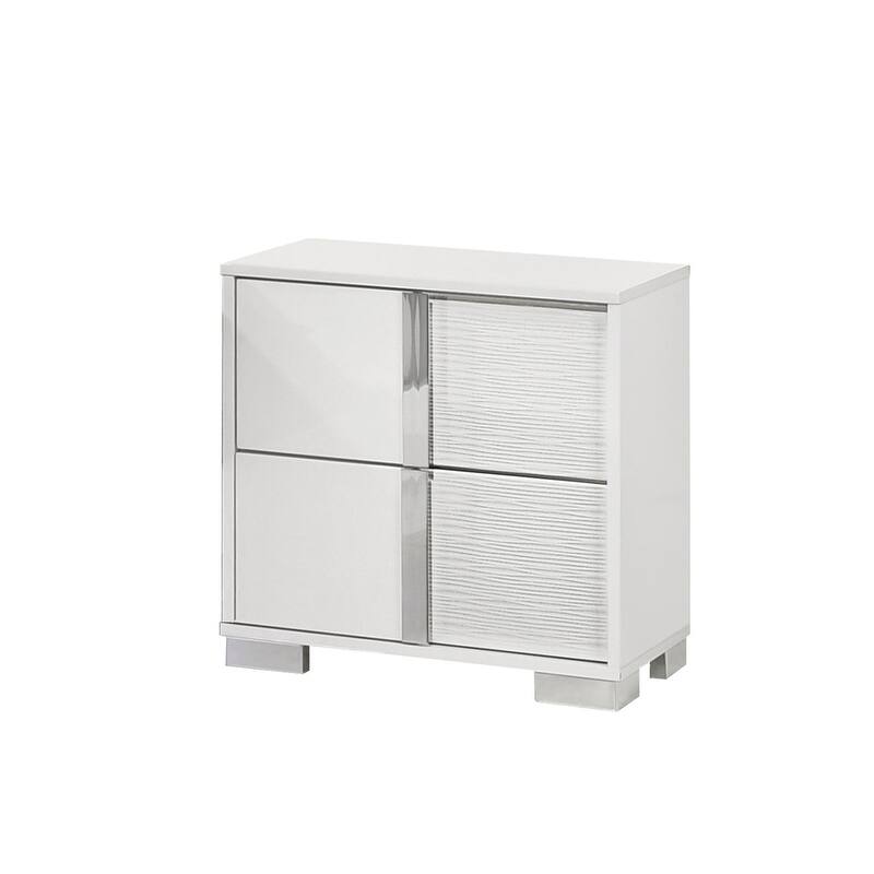 Best Quality Furniture B750 White Lacquer Nightstand - White - 2-drawer