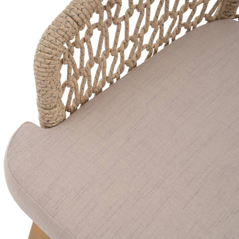 Outdoor 7-Piece Woven Rope Dining Chair and Wood Table Set
