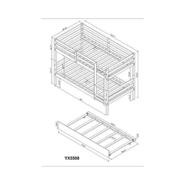 Safe and Multifunctional Twin over Twin Bunk Bed with Trundle and