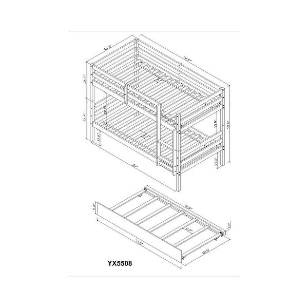 Twin over Twin Size Wooden Bunk Bed with Trundle,Can Be Divided Into Two Beds
