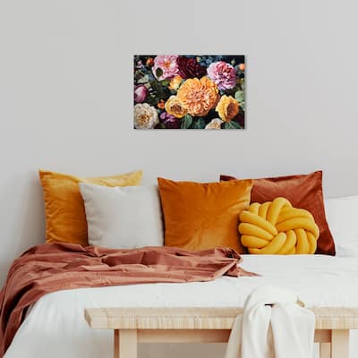 Wynwood Studio Canvas Floral and Botanical Floriferous Yellow and Light Pink Traditional Wall Art Canvas Print