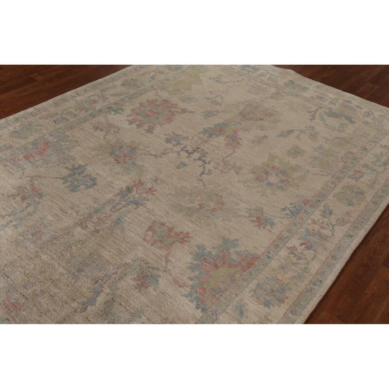 Vegetable Dye Oriental Oushak Turkish Rug Hand-Knotted Wool Carpet - 5'10"x 8'8"