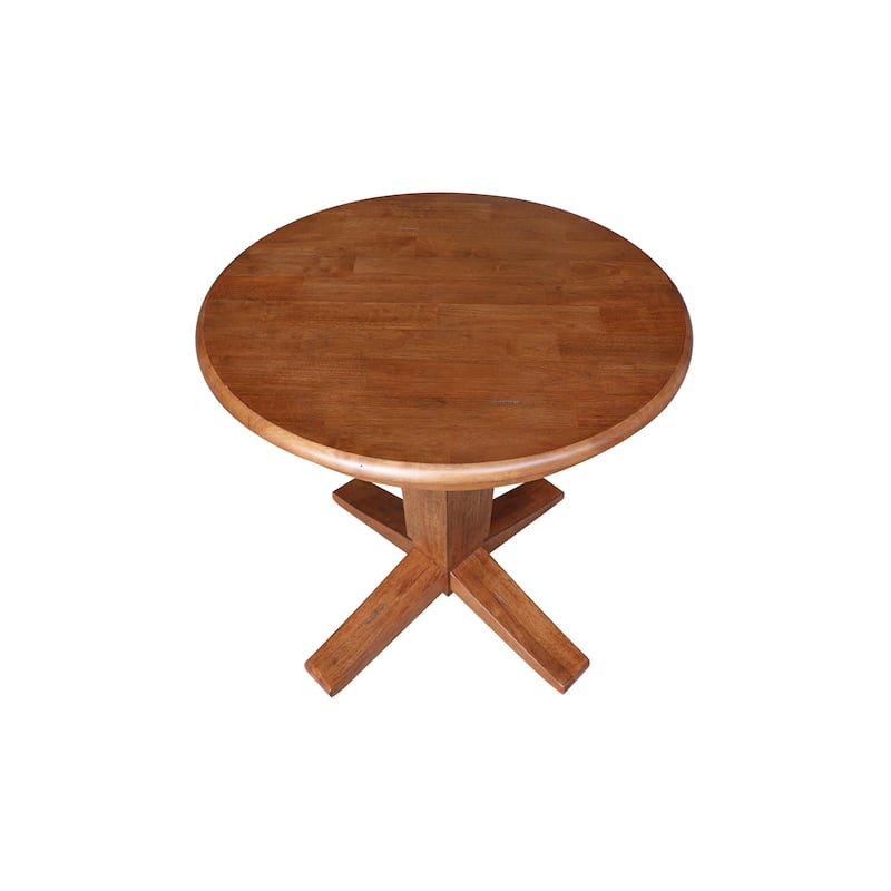 30 in Solid Wood Round Top Pedestal Dining Table