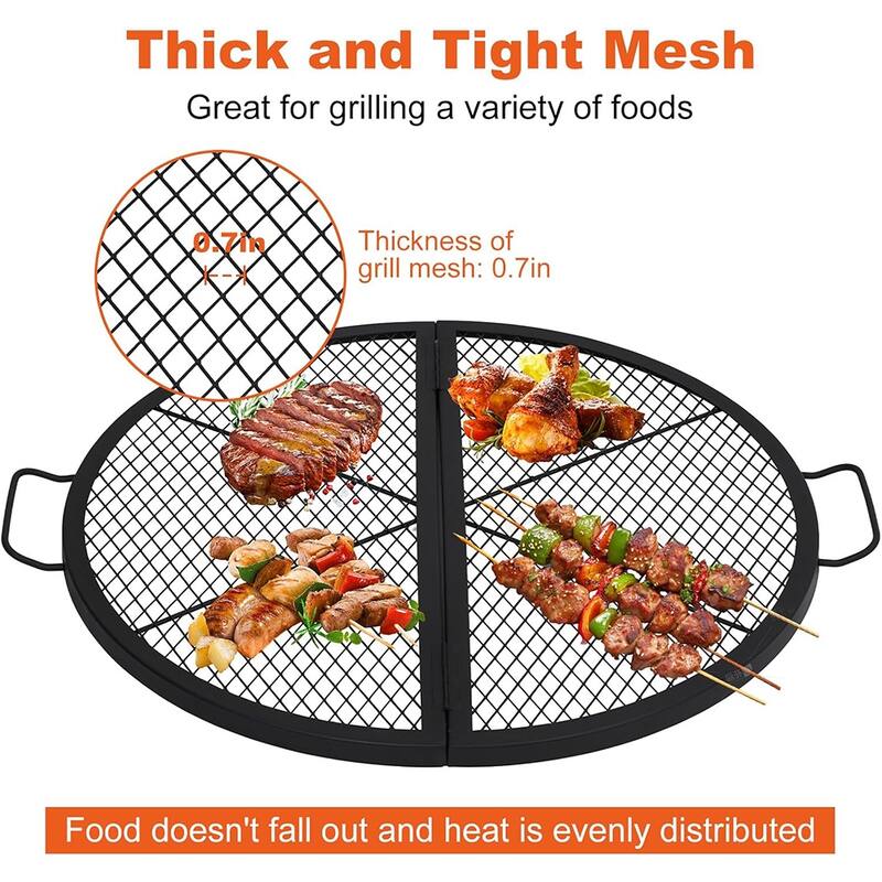 Foldable Fire Pit Cooking Grill Grate Camping Cookware - 30.5 inches