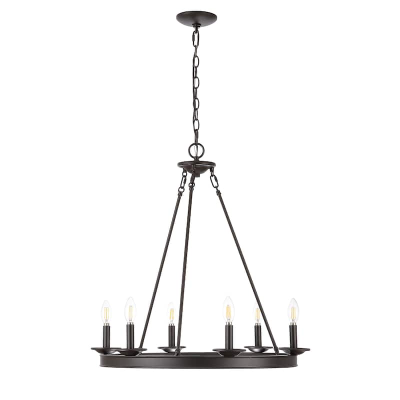 SAFAVIEH Joris 6Lt Chandelier - Oil Rubbed Bronze (Black) - 26"W x 26"D x 103"H