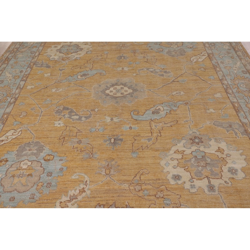Vegetable Dye Oushak Turkish Area Rug Handmade Floral Wool Carpet - 8'1" x 10'0"