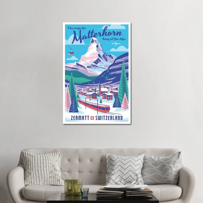 iCanvas "Matterhorn Switzerland Travel Poster" by Jim Zahniser Canvas Print - 48x32x1.5