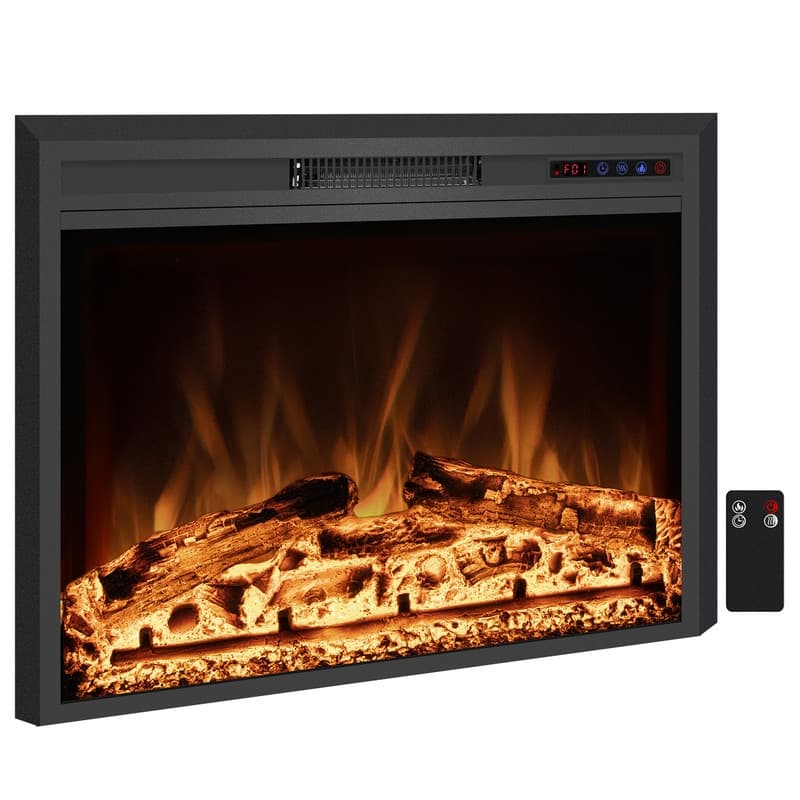 25" Electric Fireplace Insert with Multi-Color Flame, 750/1500W, Black - 36"L27"H