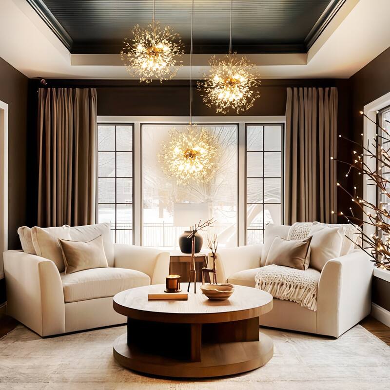 8/9/16-Light Modern Glam Linear Sputnik Globe Pendant Island Light Firework Starburst Crystal Chandelier with Crystal Beads