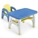 preview thumbnail 1 of 8, Gymax Kids Dinosaur Table and Chair Set Activity Study Desk w/ Blue