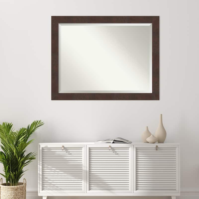 Beveled Bathroom Wall Mirror - Wildwood Brown Frame