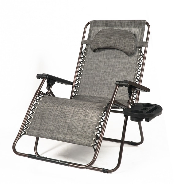 Belleze X-Large Oversized Zero Gravity Chair Recliner Adjustable Padded Headrest Pillow with Cup Tray