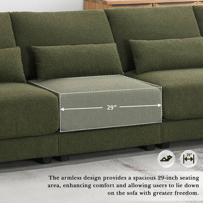 120" Boucle L-Shaped Sectional Sofa with Reversible Chaise,and Wide Seats & Pocket Spring Support