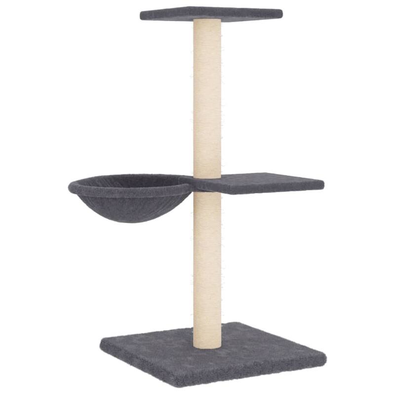 vidaXL Cat Tree Dark grey Engineered wood, plush, sisal
