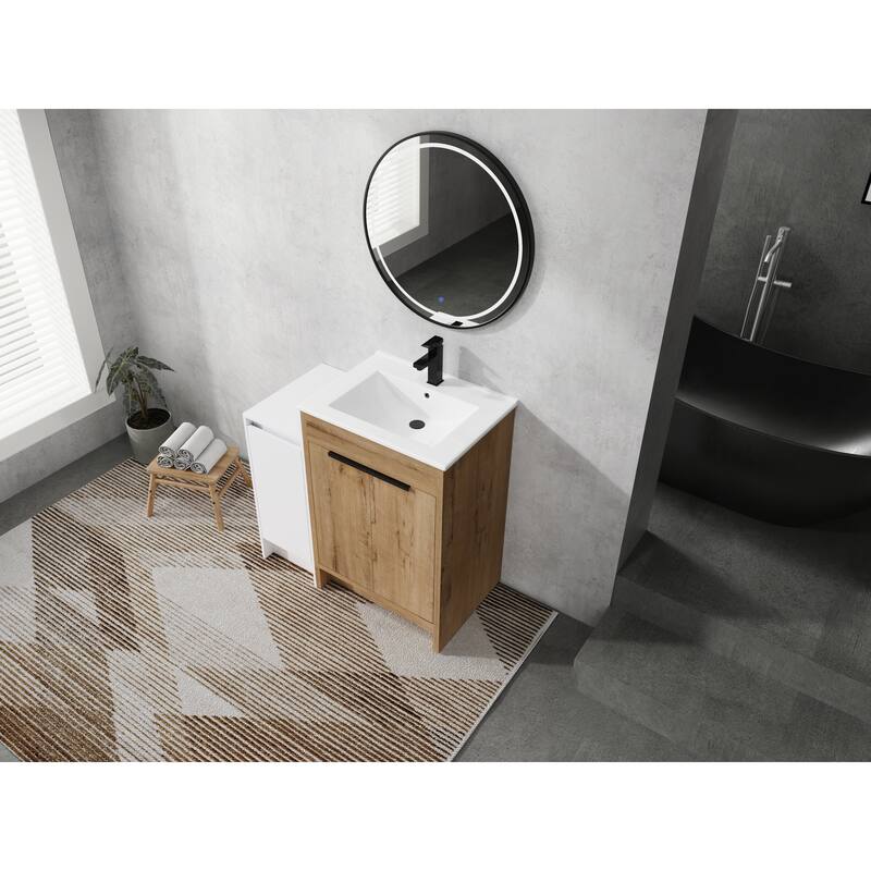 72" Freestanding Bathroom Vanity Set with Adjustable Storage Cabinets, Black Ceramic Sink