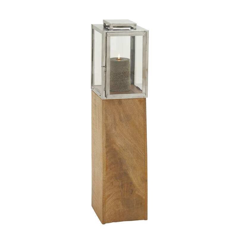 Brown Mango Wood Handmade Decorative Indoor Outdoor Candle Lantern