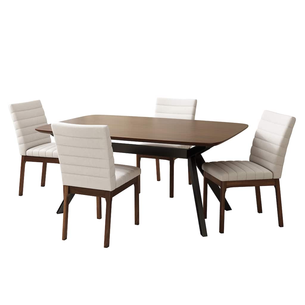 Modern 5-Piece Dining Table Set, Kitchen Table Set with Upholstered Chairs, Elegant Dining Table with Splayed Legs