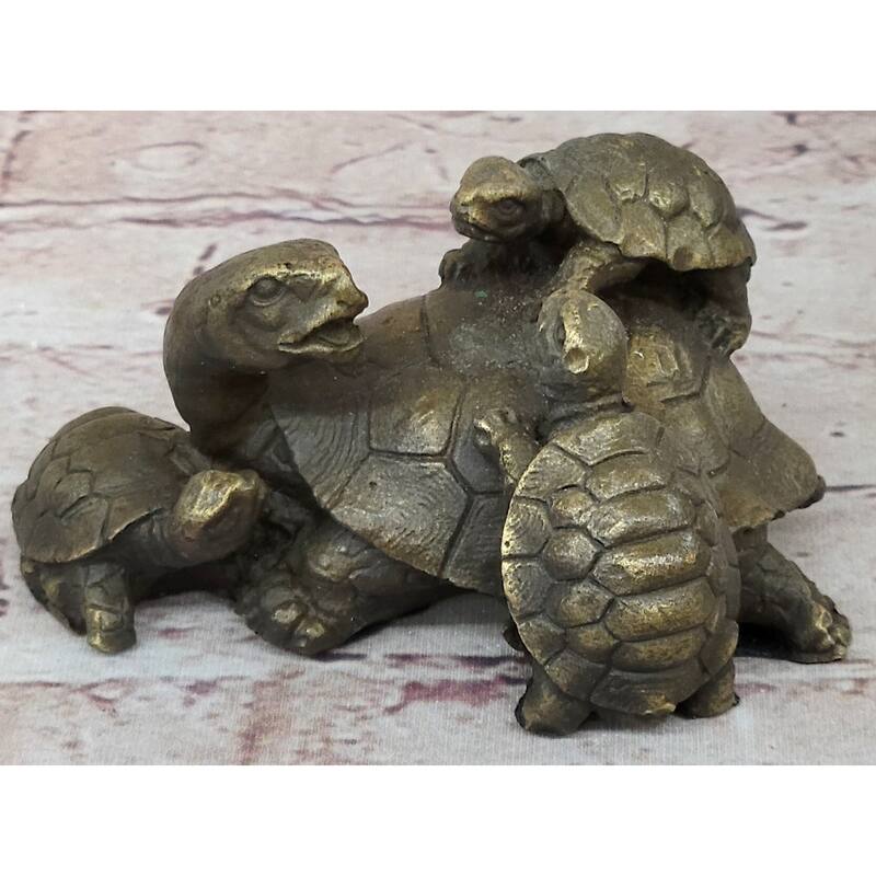 Turtle Family 3 Turtles Bronze Metal Figurine Sculpture Signed Original Art By Milo