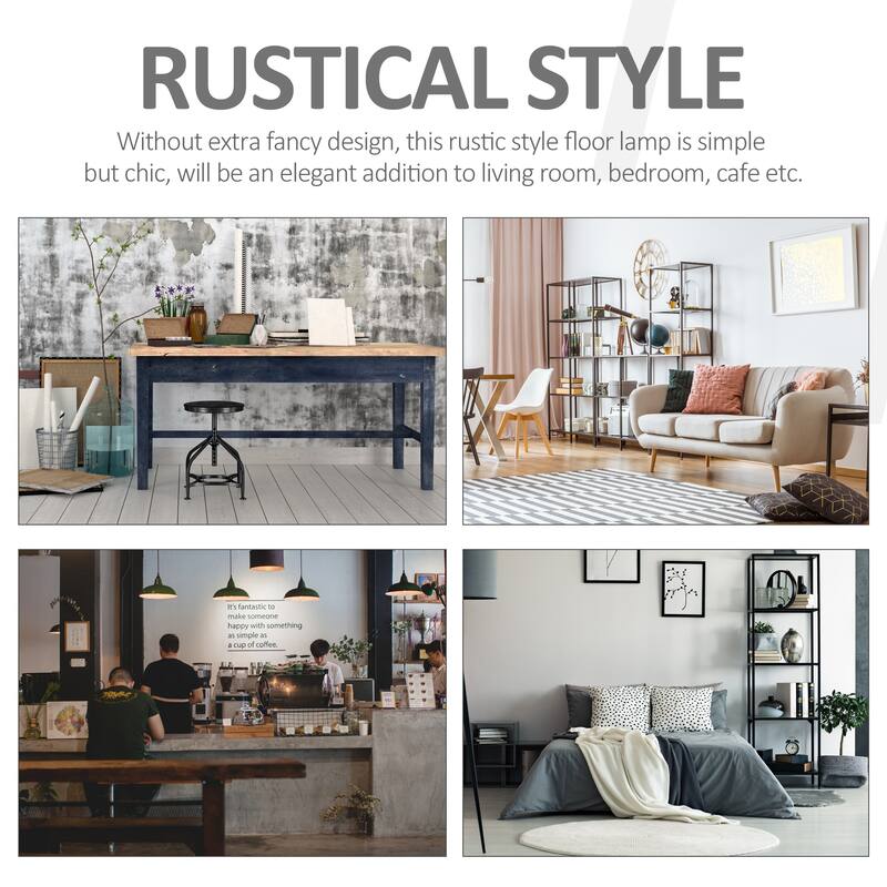 HOMCOM Multifunctional Floor Lamp with Shelf Height Adjustable Standing Lamp Contemporary 2-in-1 Cloth Lampshade E26 Lamp Holder