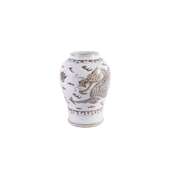 slide 1 of 1, Handmade Hong Wu Flaring Rim Dragon Motif Decorative Jar