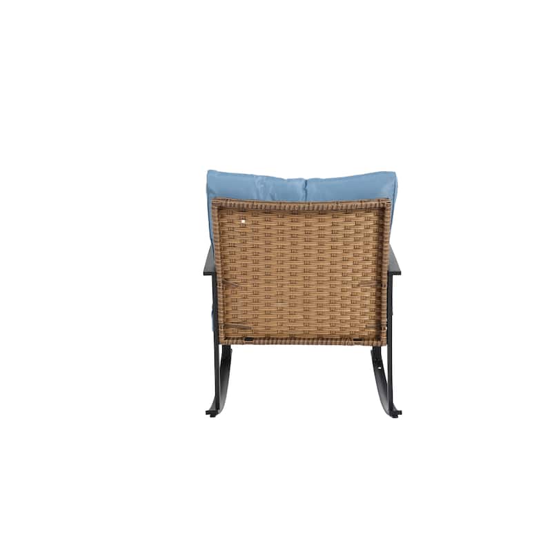 Wicker Rocking Chairs for Outdoors 3 Piece, Patio Rocking Chairs Set of 2, Patio Furniture Set