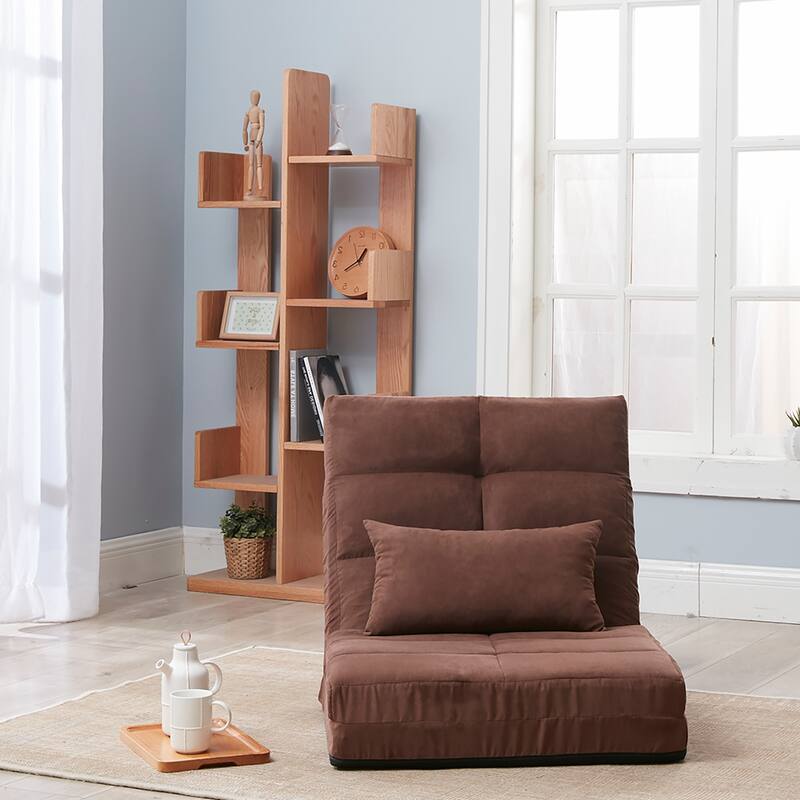 Cusp Barn Modern Triple Fold Down Adjustable Floor Couch Sofa Bed with One Pillow and Upholstered