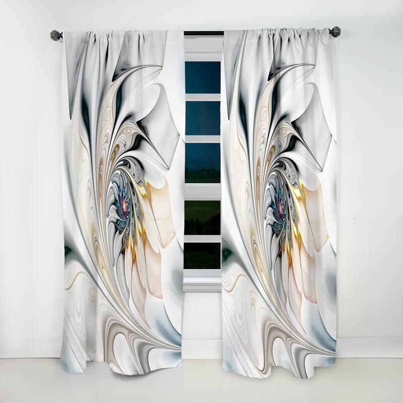 Designart 'White Stained Glass Floral' Modern Blackout Curtain Single Panel