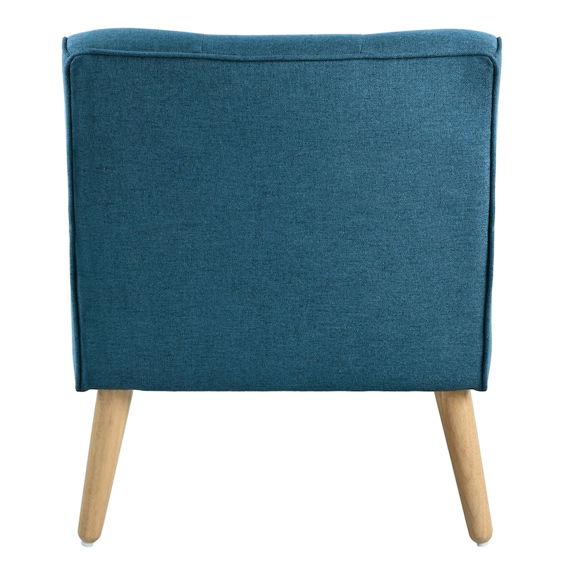 Mid-Century Modern Armchair - Tufted Fabric Accent Chair with Solid Wood Legs - Classic Button-Tufted Back & Tapered Design