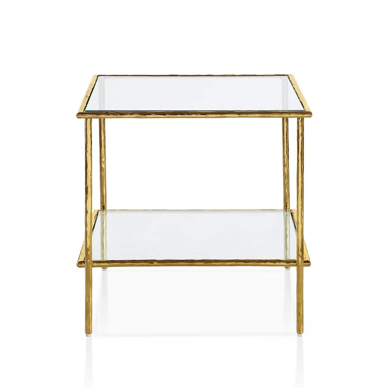 Furniture of America Zayen Modern Hammered Metal 1-Shelf Side Table