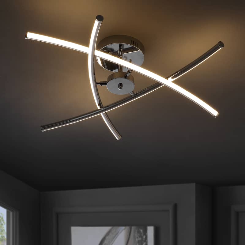 Orion Modern Metal Integrated LED Semi Flush Mount, by JONATHAN Y