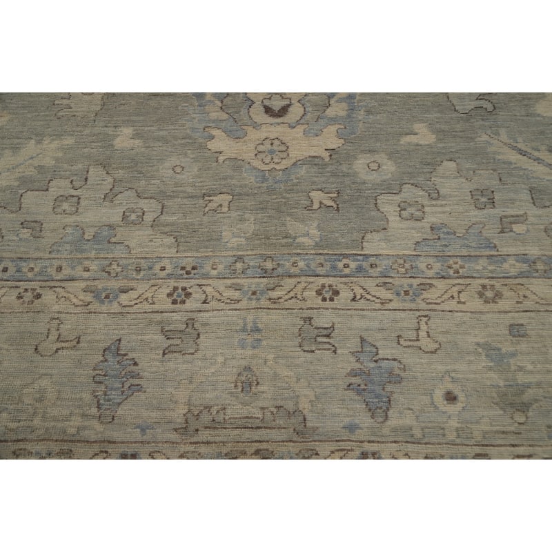 Hand Knotted Oriental 100% Wool Carpet Transitional All-Over Greys & Charcoal Oushak Area Rug - 15' 0'' X 12' 2''