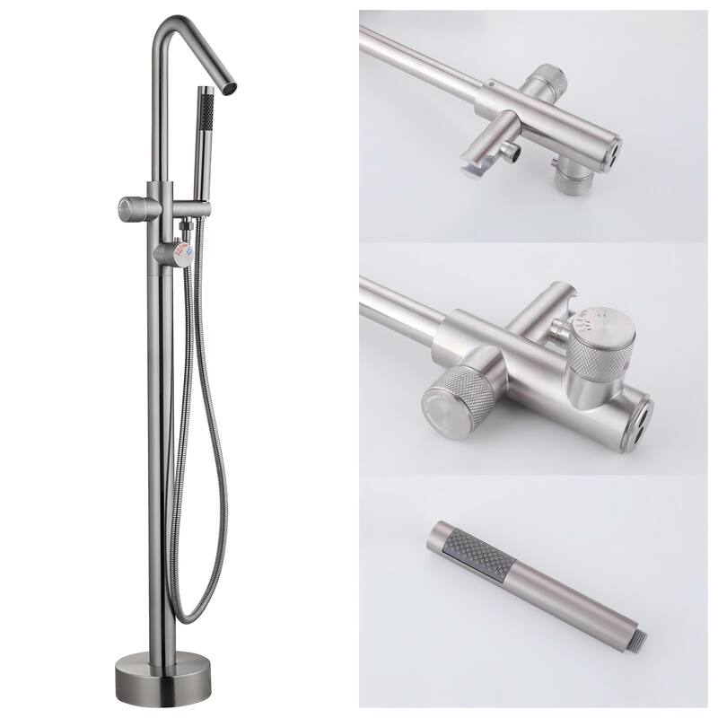 Modland 46''H Outdoor Shower System 316 Stainless Steel Thermostatic Freestanding Poolside Faucet with Swivel Spout - 46'' H