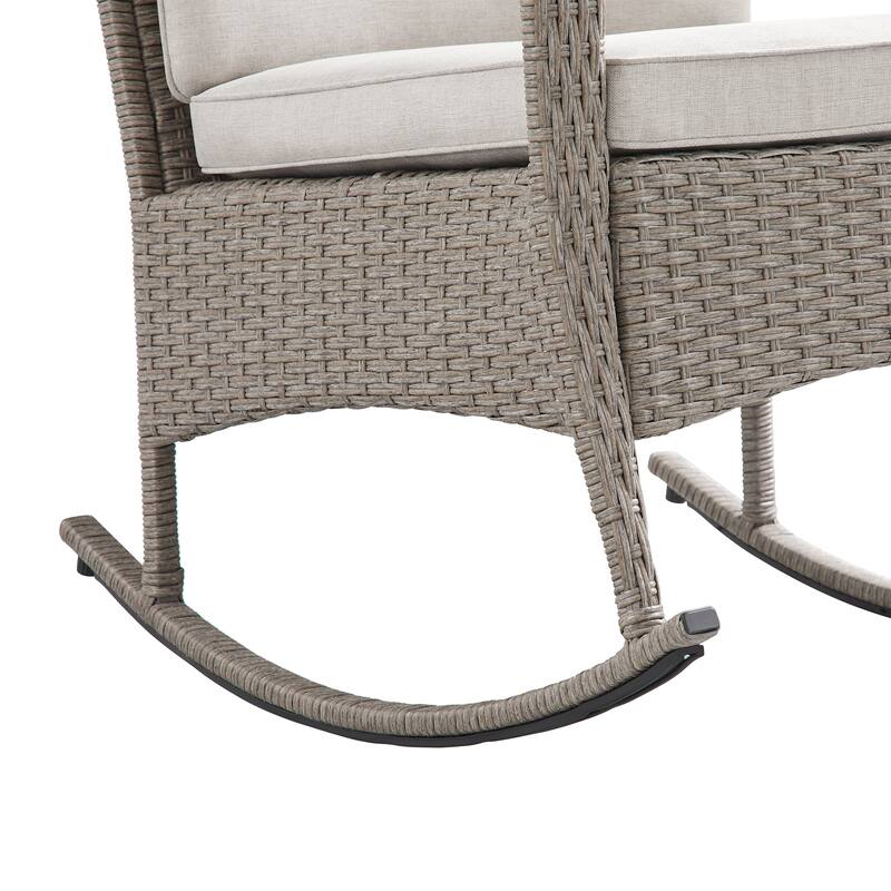 Corvus Hawaii 3-Piece Outdoor Wicker Rocking Chair Set with Side Table