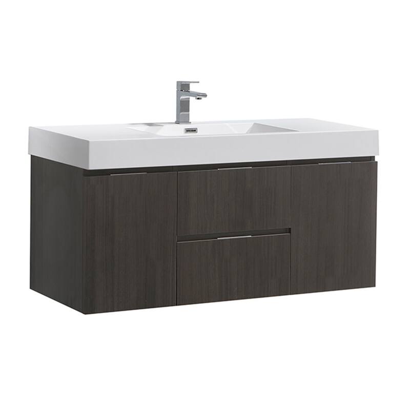 Fresca Senza 48" Wall Mounted / Floating Single Vanity Set with Wood - Gray Oak - Oak Finish