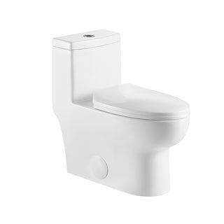 Empty Commode Dual-Flush Elongated One-Piece Toilet in White,Space Saver Commode with ...