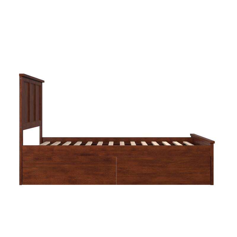 Madison Full Platform Bed with 2 Storage Drawers in Walnut