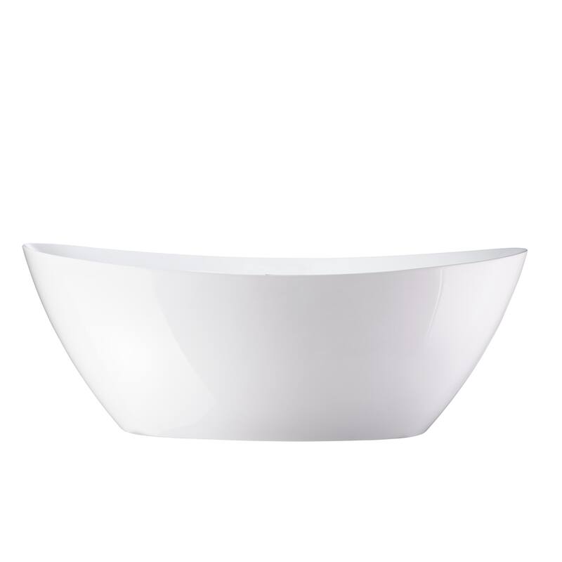Vanity Art 71" Freestanding Acrylic Soaking Bathtub with Slotted Overflow & Pop-up Drain