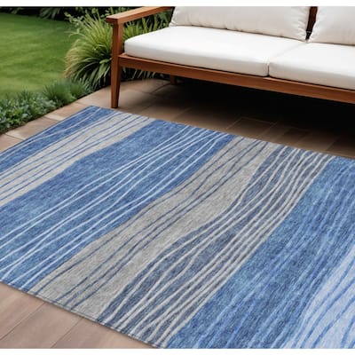 HomeRoots Striped Transitional Rectangle Outdoor Rug