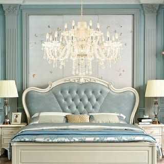 Maxax 18 - Light Candle Style Classic / Traditional Chandelier with Crystal Accents - MX17020-18-P