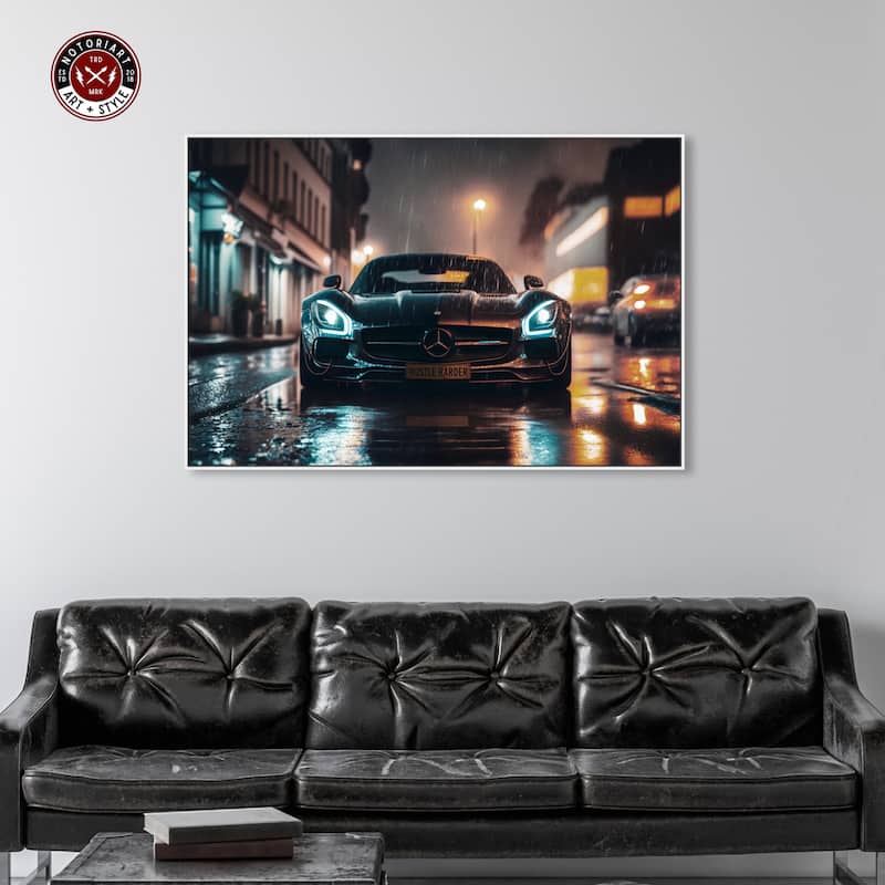 Notoriart Drive Through The Town Framed Car 1 Piece Canvas Wall Art