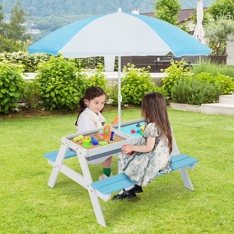 Costway 3-in-1 Kids Picnic Table Wooden Outdoor Sand & Water Table - See Details