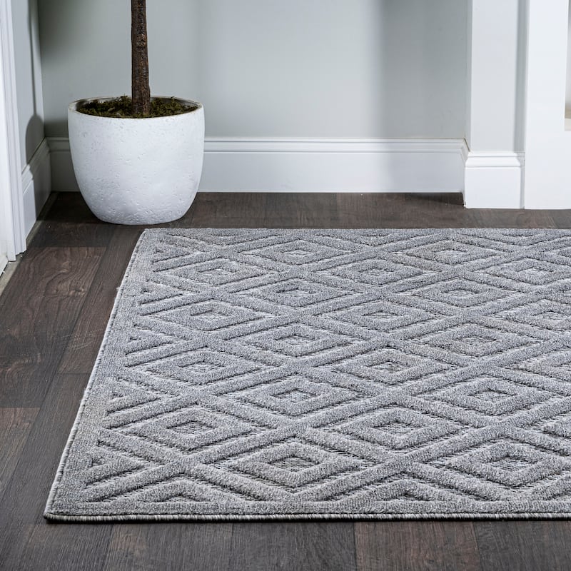 JONATHAN Y Ankara Neutral Diamond Trellis Indoor/Outdoor Area Rug