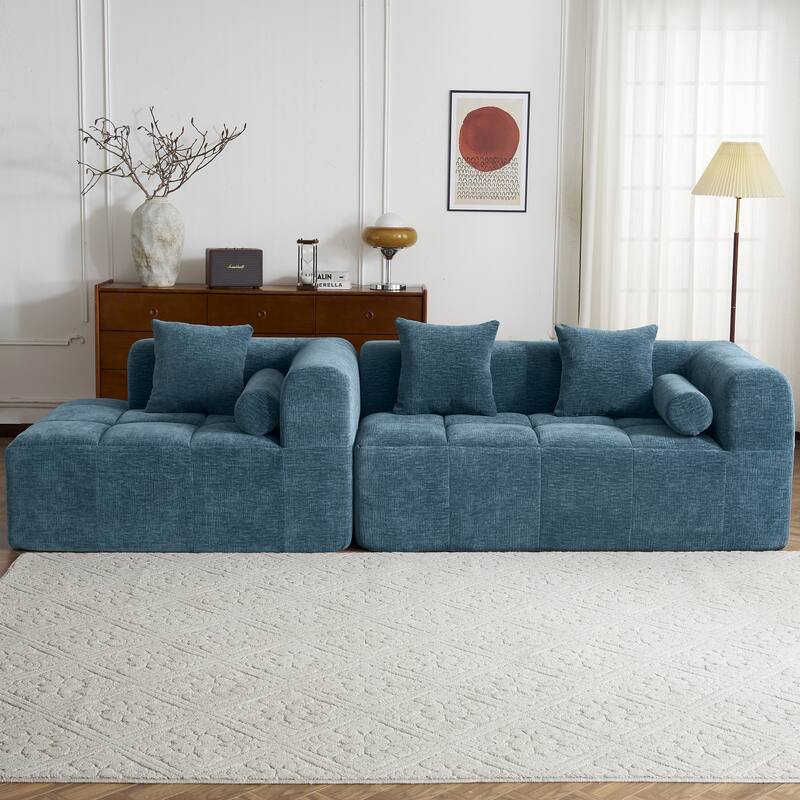 Full-Compressed Sectional Sofa with L-Shape Chaise, Modular 3 Seater Sectional Sofa, Upholstered Sofa with Side Pockets