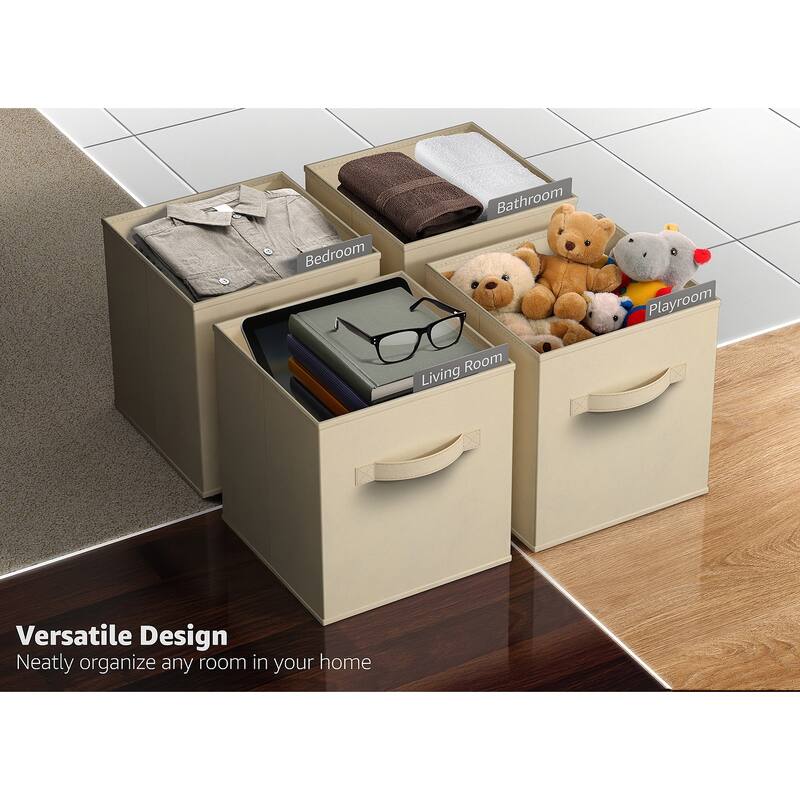Sorbus Fabric Storage Bins 13" Foldable Cubes With Handles For Pantry, Cubbies, Toy And Closet Shelving Organization - 6Pk