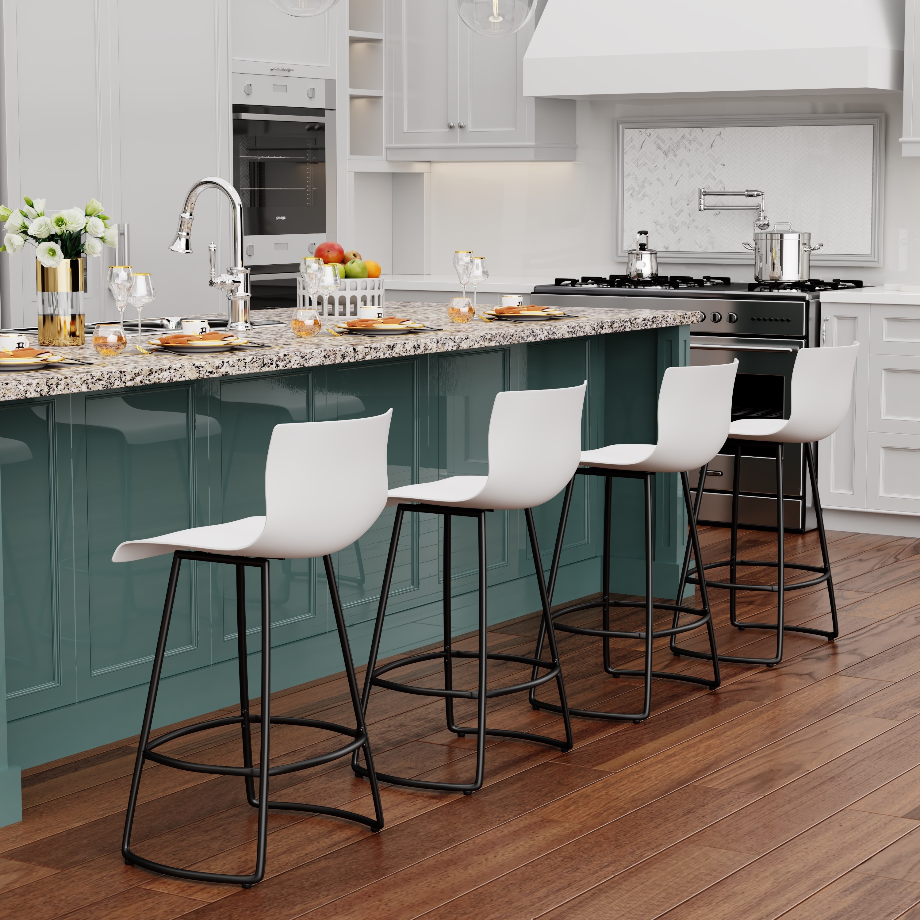 Strick & bolton harley adjustable height matte black bar stool top