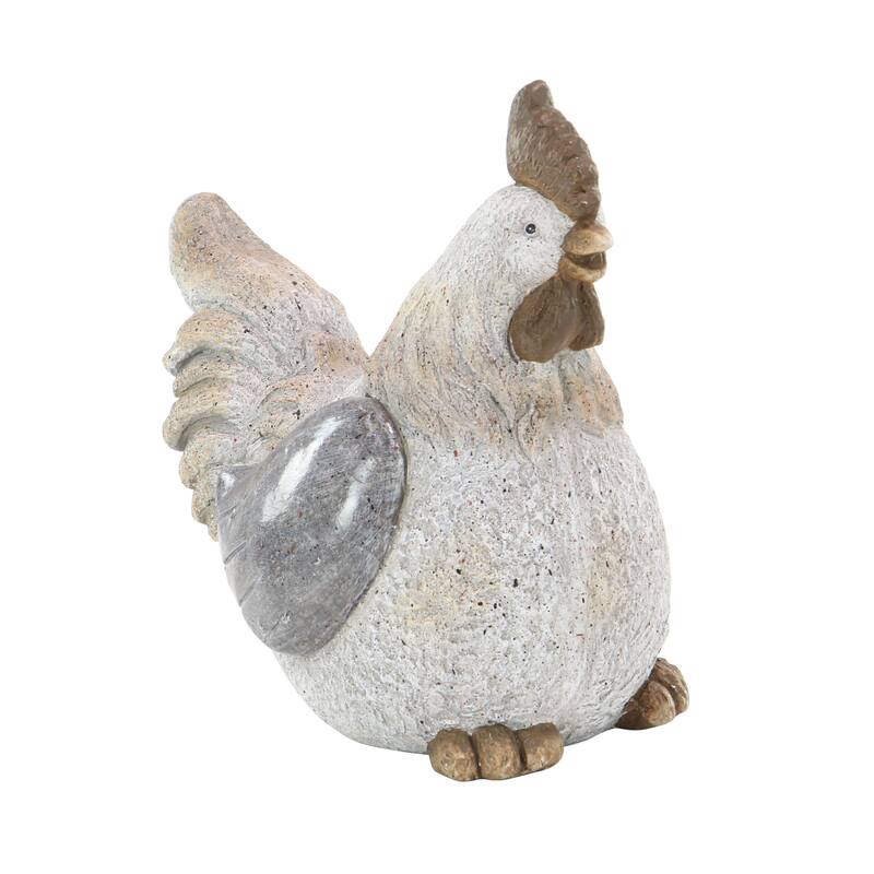 Polystone Chicken Indoor Outdoor Garden Sculpture - Gray - Roche River Decor - Gray