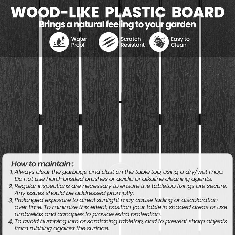 9-Piece Outdoor Dining Set Rectangle Patio Dining Table with Umbrella Hole and Folding Chairs