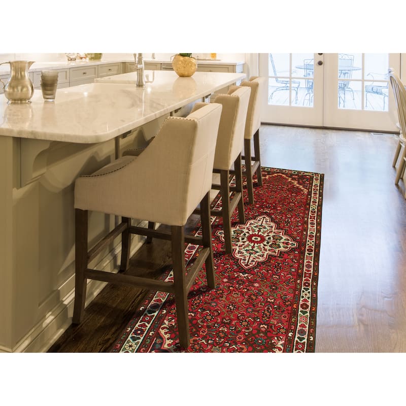 Fine Vintage Distressed Alf Red/Ivory Runner - 3'8" x 10'11"