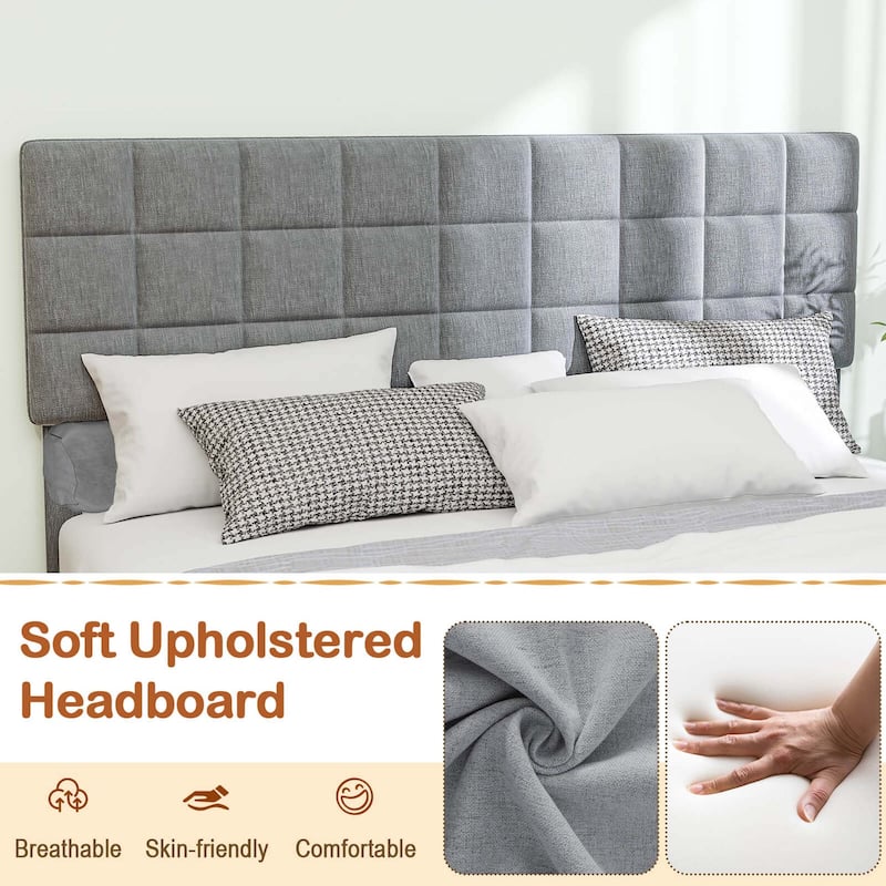 Costway Full/Queen/King Size Bed Frame Modern Linen Fabric Upholstered