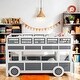 preview thumbnail 1 of 14, Twin Over Twin Bus-Shaped Upper And Lower Children'S Wear With Wheels And Storage Headboards White